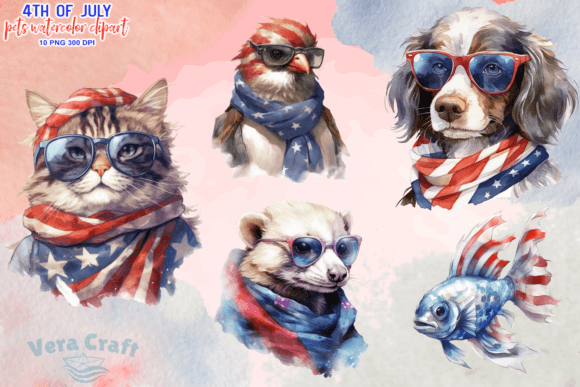 4th of July Pets Watercolor Clipart Review