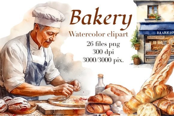 Bakery Watercolor Clipart Illustrations Review