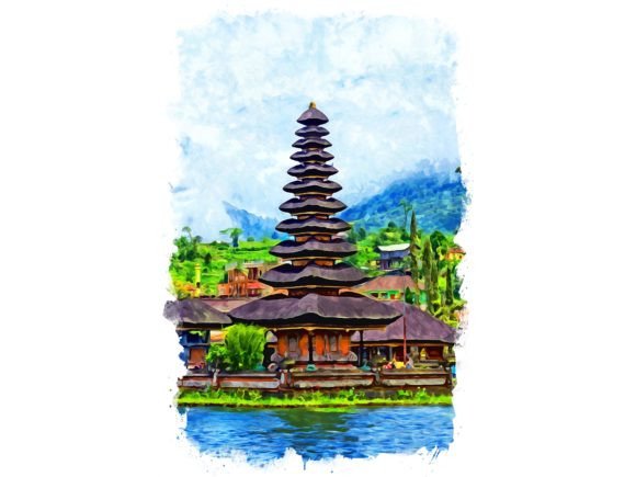 Bali Summer Watercolor Illustrations for Editorial Design