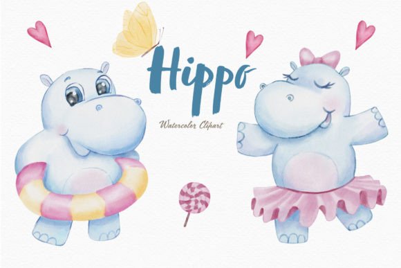 Cute Hippo Ballet Illustrations for Brand Design