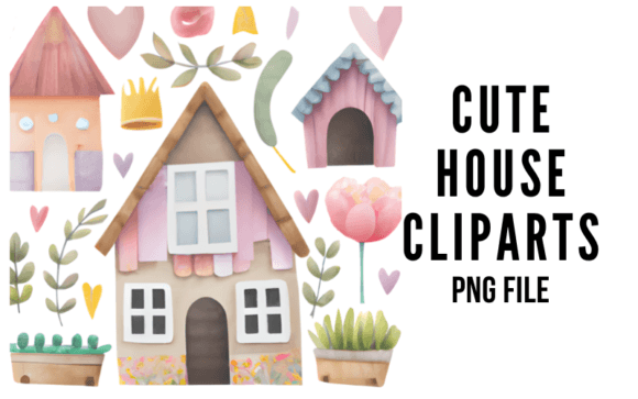 Cute House Watercolor Cliparts: Illustrations for Crafters