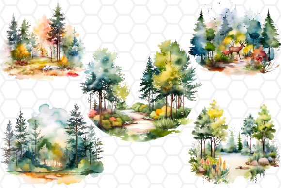 Forest Scene Watercolor Clipart: An Embroidery Review