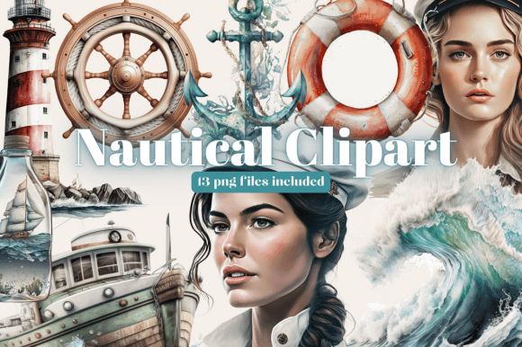 Nautical Watercolor Clipart: Marine PNG Illustrations