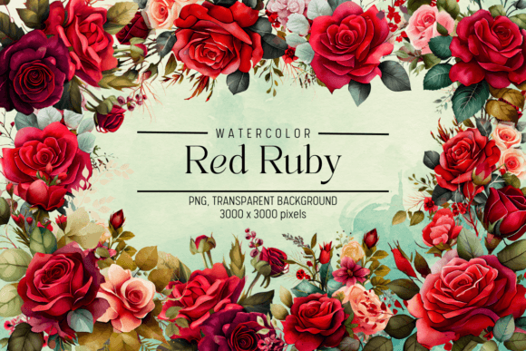 Red Ruby Flowers Watercolor Clipart Illustrations Review