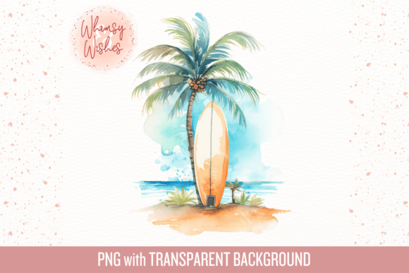 Retro Watercolor Surf Board Illustrations for Sublimation