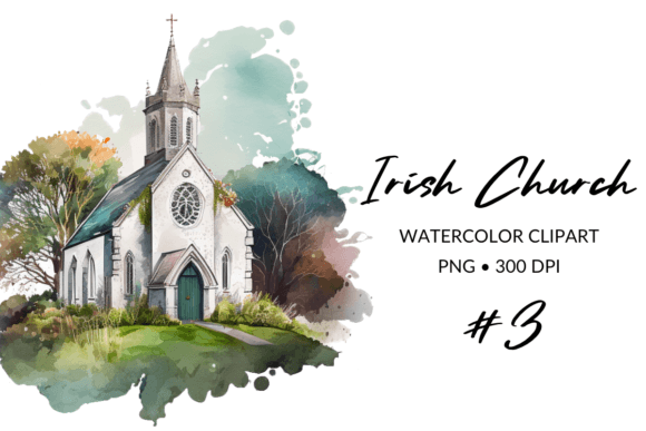 St. Patrick's Day Watercolor Church Illustrations Review
