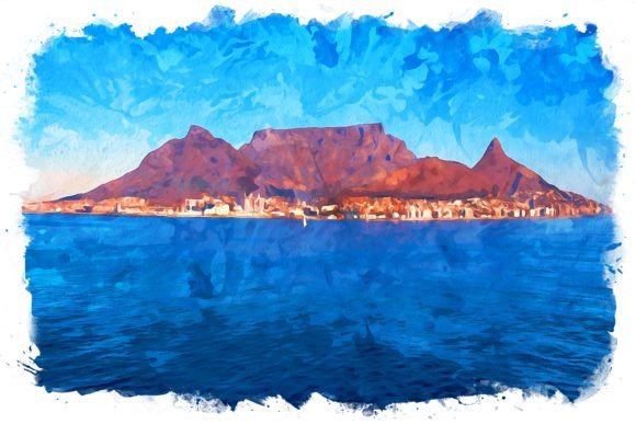 Table Mountain View Watercolor Illustrations for Branding