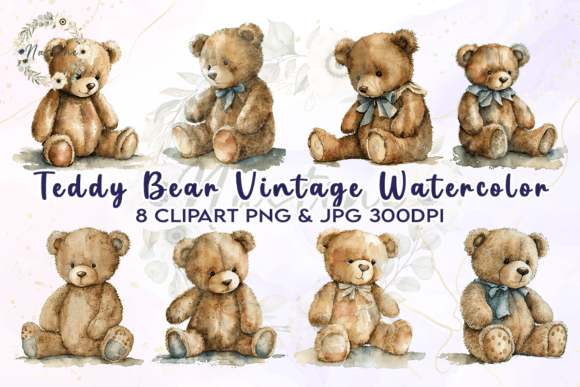 Teddy Bear Vintage Watercolor Clipart Review