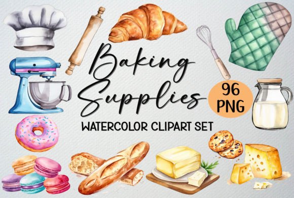 Watercolor Baking Supplies Illustrations: 96 PNG Review