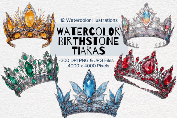 Watercolor Birthstone Crown Clipart: Illustrations Review