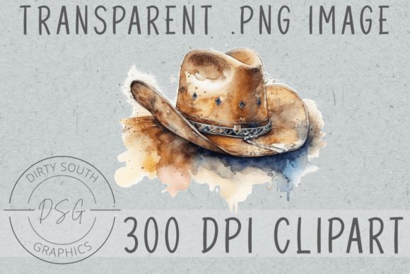 Watercolor Cowboy Hat Clip Art Illustrations