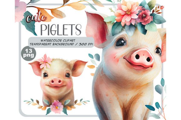 Watercolor Cute Baby Piglets Clipart Review