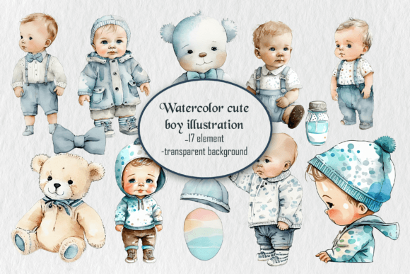 Watercolor Cute Boy PNG Clipart Sub Illustrations