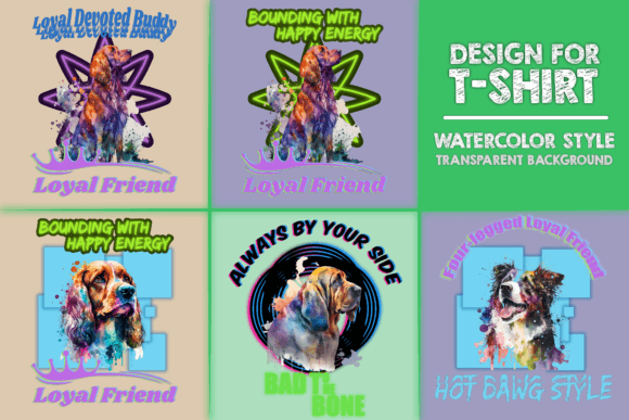 Watercolor Dogs Puppies Design 4: Editorial Illustrations