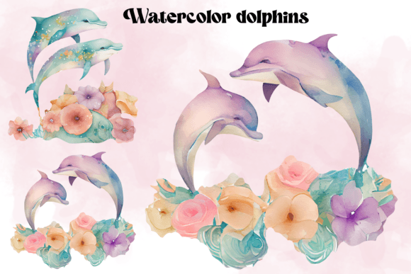 Watercolor Dolphin Illustrations for Client Projects