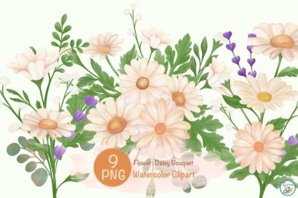 Watercolor Elements Daisy Bouquet Illustrations