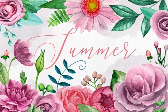 Watercolor Floral Summer Clipart Pattern Illustrations