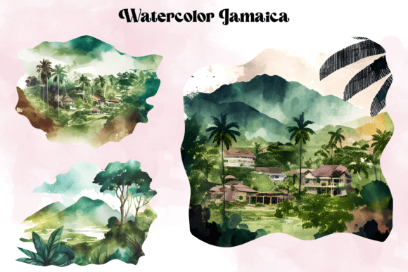 Watercolor Jamaica Illustrations for Editorial Design