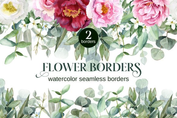 Watercolor Peony Seamless Borders PNG: Illustrations Review