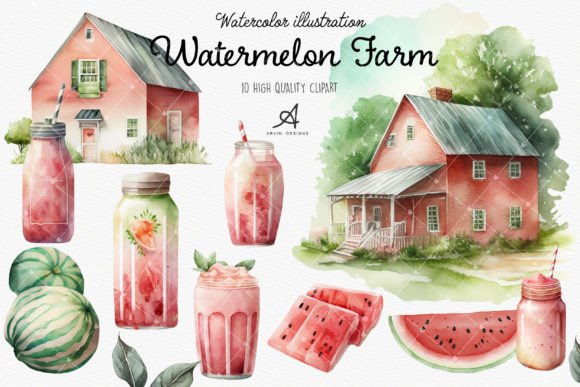 Watercolor Watermelon Farm Clipart Illustrations Review