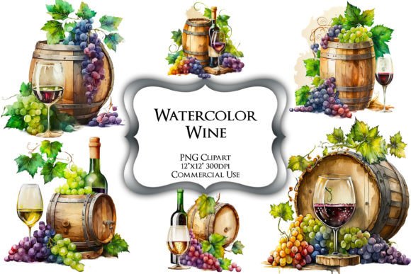Watercolor Wine PNG Clipart for Illustrations