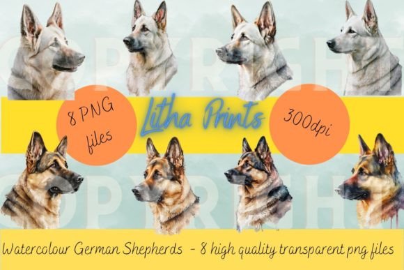 Watercolour German Shepherds Illustrations Review